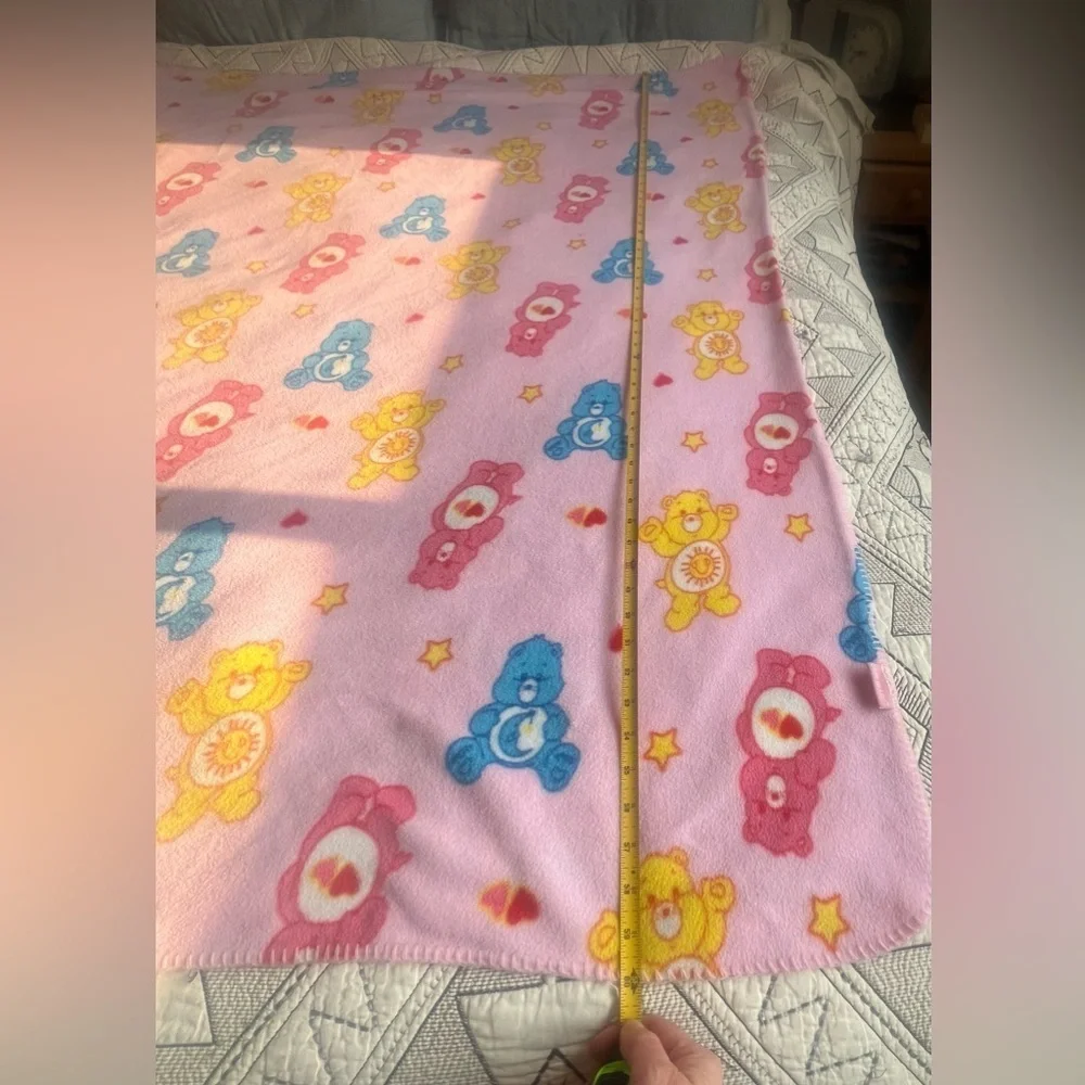 Care Bears 2003 Vintage Fleece Blanket Throw Pink Y2K Funshine Colorful Soft